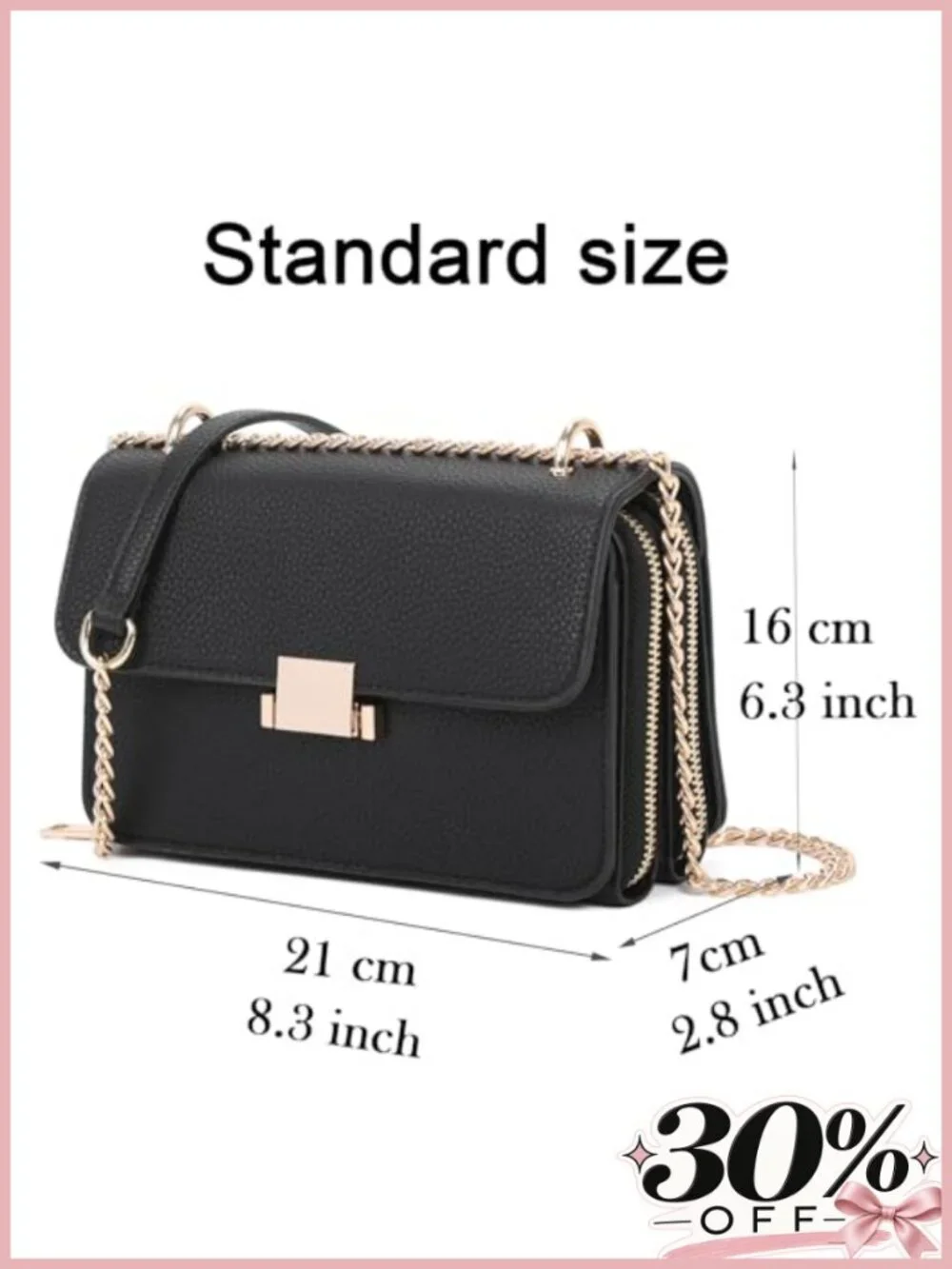 PU Leather Square Shoulder Bag Chain Strap Crossbody Evening Satchel